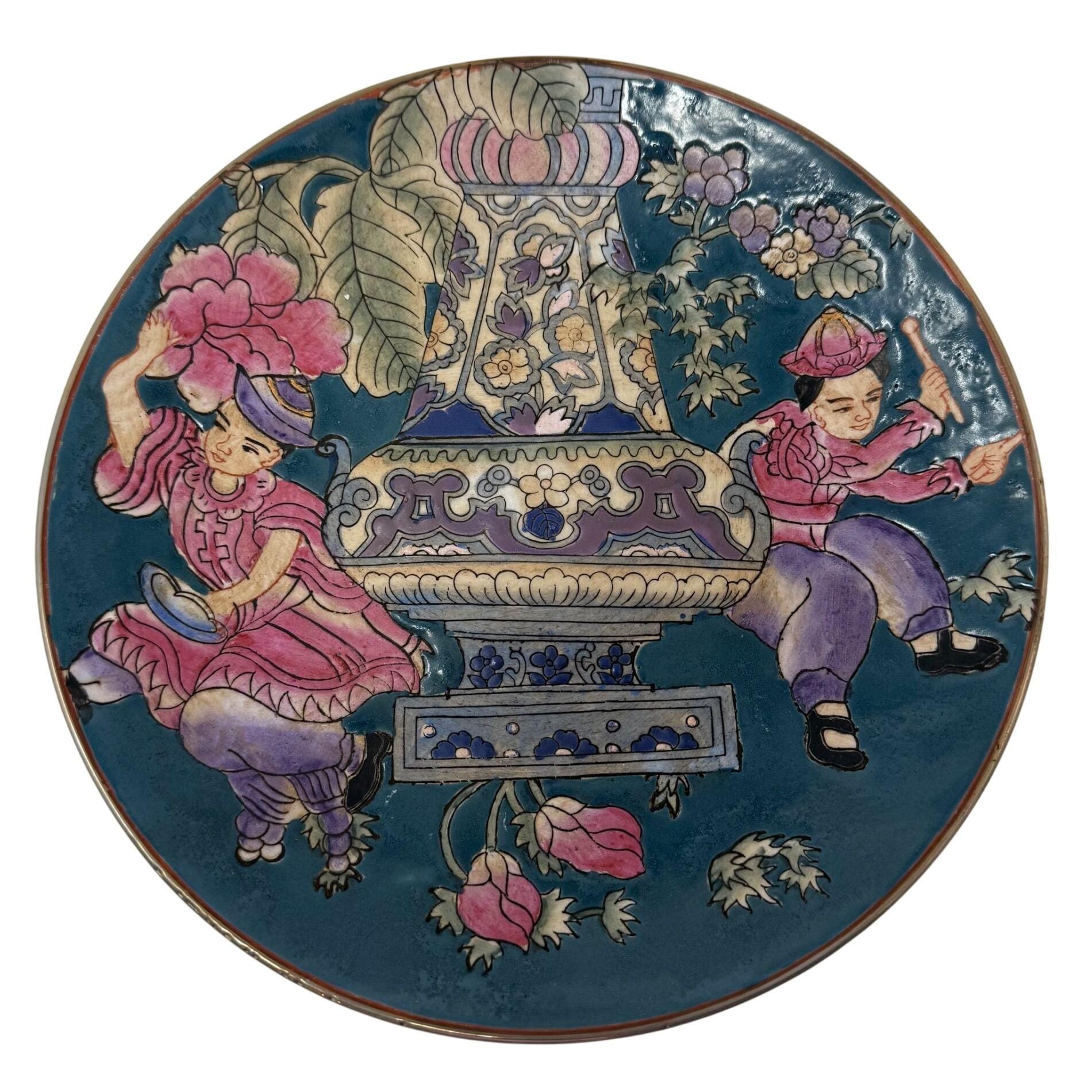 ヴィンテージ 七宝焼き 乾隆南治 中国手描き装飾皿 踊り子 - Etsy 日本