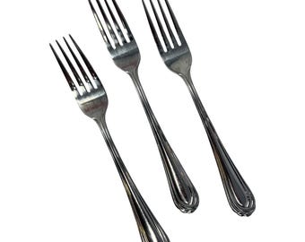 3 Vintage Dinner Forks OTTAWA Oneida Stainless Steel Flatware, vintage flatware, vintage tableware, vintage forks, 18/10, Glossy, Outlined