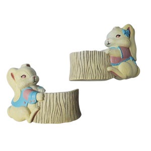 Burwood Products 3127 Bunny Rabbit Wall Pocket Planter Pink Blue Easter Baby