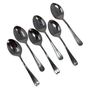 6 Vintage Oval Place Spoons Oyster Bay Barclay Geneve Stainless Steel Flatware, vintage flatware, vintage tableware, vintage spoon