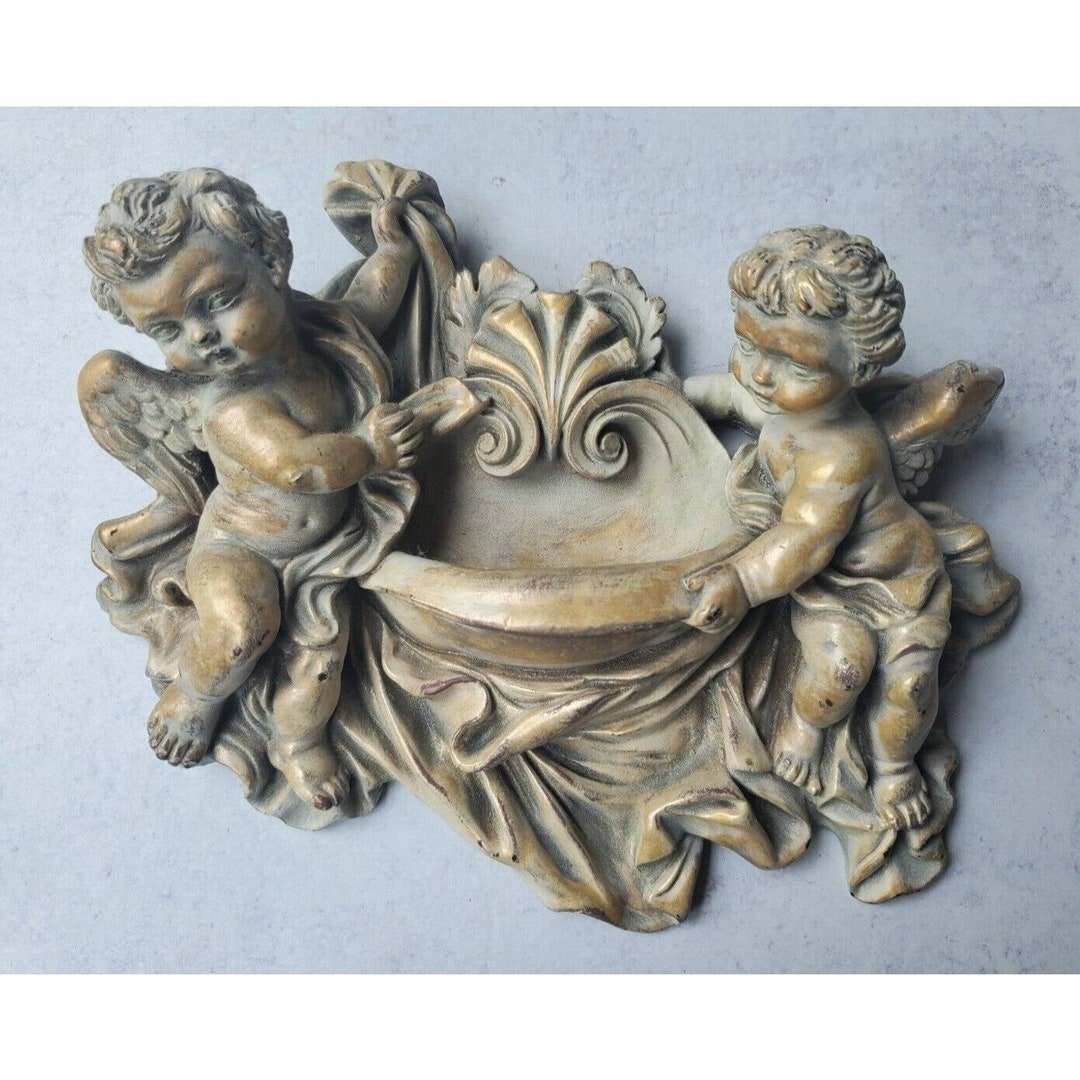Vintage French Antique Rococo Angels Holy Water Font Cherubs - Etsy