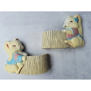 Burwood Products 3127 Bunny Rabbit Wall Pocket Planter Pink Blue Easter Baby, Easter Decorations, Baby, 1990, 90s nursery, Y2K Nursery