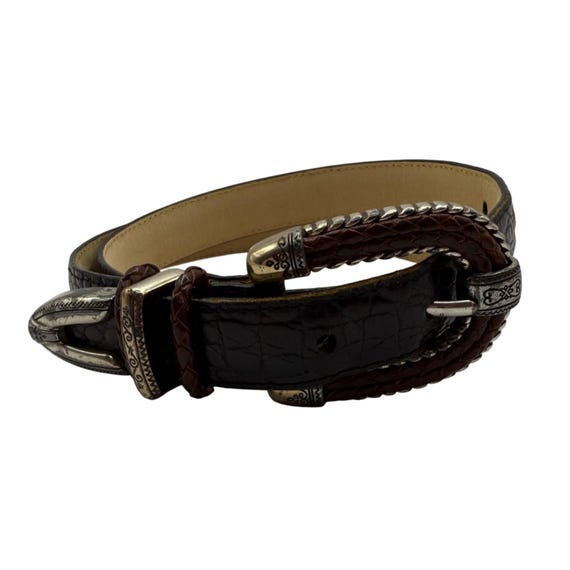 Vintage 90s Brighton Black & Brown Leather Belt Medium 30  display picture 1