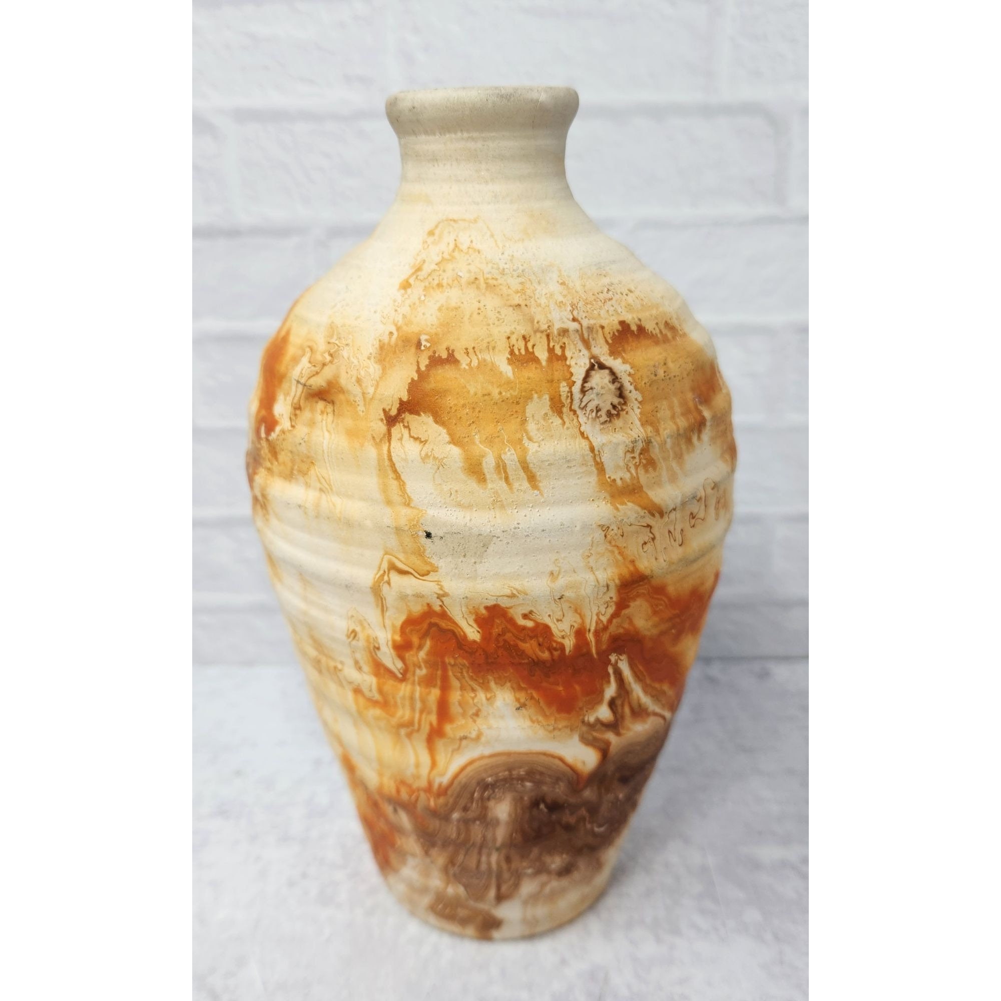 Vintage Nemadji Pottery USA Vintage Earth-toned Pottery Vase Mid