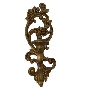 Vintage Mitte des Jahrhunderts SYROCO HomCo Hollywood Regency verzierte Wandleuchte-Gold-Finish Floral Schriftrollen 14,75 &quot;x 5&quot; x 5,5&quot;, Kerzenhalter