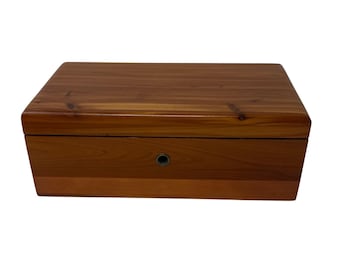 Vintage Lane Cedar Box, Exposures Promotional Keepsake Jewelry Storage Chest, Aromatic Wood Trinket Box, Rustic Wooden Decor