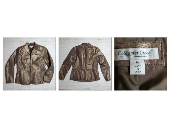 Coldwater Creek Leather Jacket Bronze 