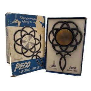 Peco Electric Trivet, Vintage Cast Iron Warming Trivet, Ceramic & Cast Iron Trivet Unused?, Mid Century Kitchen Ware MCM Box Instructuctions