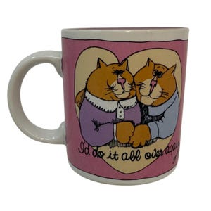Vintage 1980s Art Linkletter Cat Mug Anniversary Coffee Cup Tea Cup I'd do it all over again after all these years