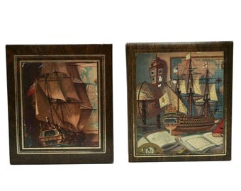 Vintage Nautische Themed "Leder" Look Buchstützen 2er Set Buchstützen, Nautisches Dekor, Strand, Beach Decor, Home Decor, Küsten Dekor