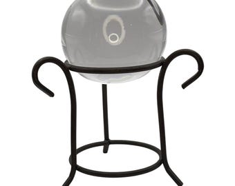 Soporte vintage de bola de cristal de hierro fundido marrón con esfera de metal, soporte para orbe, soporte para exhibición de cristal, soporte para esfera, soporte para exhibición, exhibición de esfera, decoración de altar
