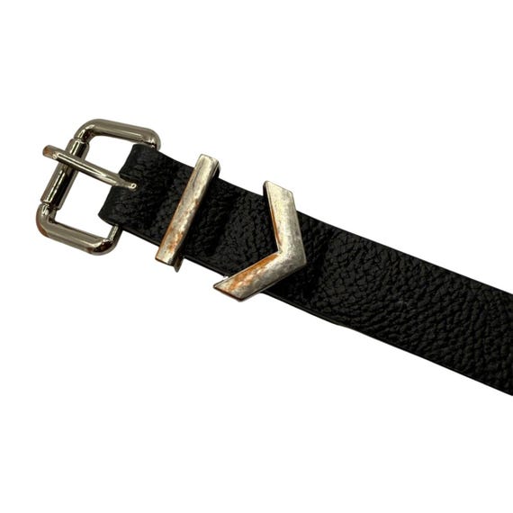 Vintage Vince Camuto Black Leather Belt Silver Buckle XL XXL  display picture 1