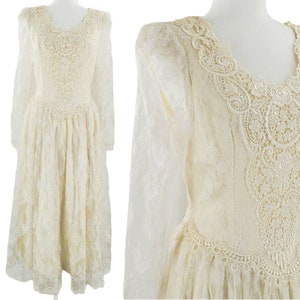 Vintage Jessica McClintock Bridal Wedding Dress Tulle Lace CottageCore Dress, Prairie, Vintage Dress, Gunne Sax Style, Cottage Core, Boho