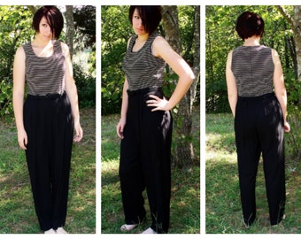 Black Shimmery Gold Metallic Jumpsuit 80s Glam Sequin Jumpsuit, Vintage 80s, Cocktail Party, Vintage 80s, Jumpsuit, Vintage, 80s, Retro