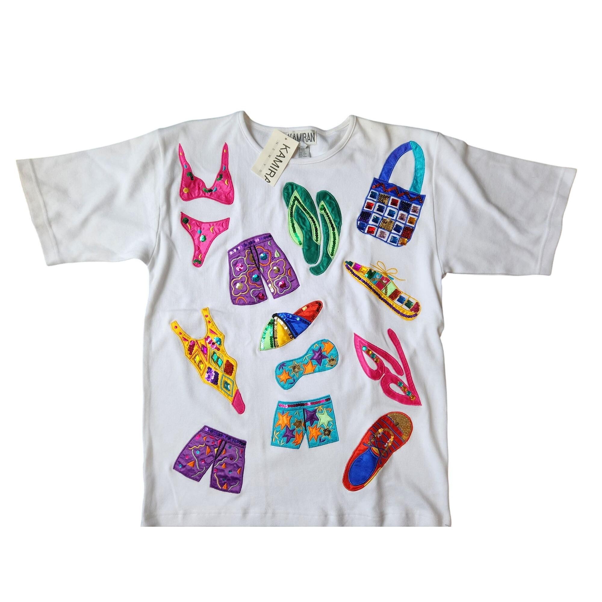 Vintage 90s Y2K Kamiran New York Beach Theme T-shirt, 90s