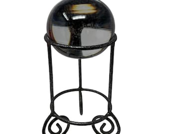 Vintage Large Silver Metal Sphere Crystal Ball Stand Orb Stand Crystal Display, Sphere Holder, Display Stand, Sphere Display, Altar Décor