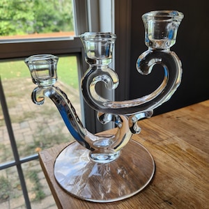 Fostoria Century Trindle Candlestick! A Beautiful Crystal Candleholder! Triple Light, 3 Light Candle Holders!