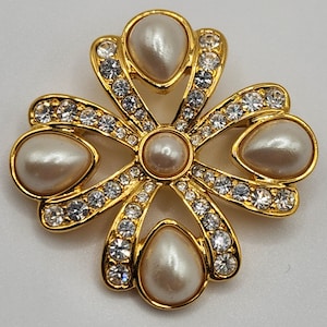 Vintage NAPIER weiße Perle & Strass Kranz Brosche, Vintage Schmuck, Modeschmuck, Vintage Brosche, Nachlass Schmuck, Pin