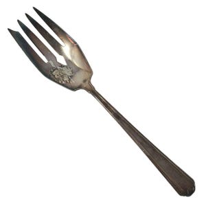 Medium Solid Cold Meat Serving Fork DAWN Silverplate 1929 ALVIN Silver 8-1/4&quot;, Vintage, Discontinued, Replacement Silverware