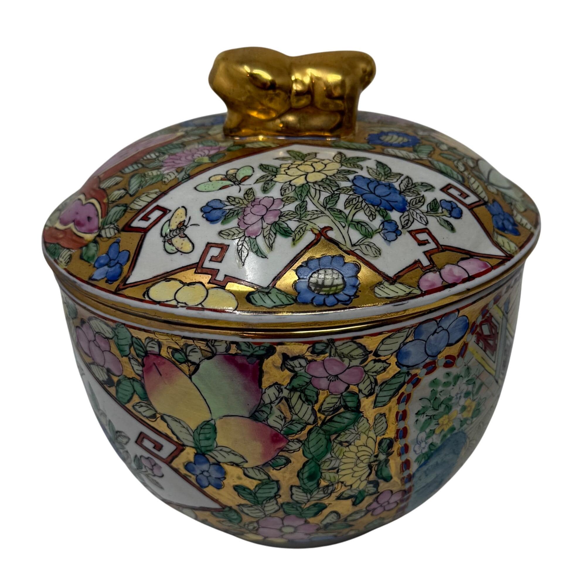 美術壷 20世紀半ばの中国の芸者と戦士のフィギュア付き壺（マルチカラー、6.5