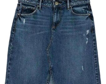 Vintage Ann Taylor LOFT Denim Frayed Raw Hem Skirt Size 4 Jean Skirt Mini Skirt