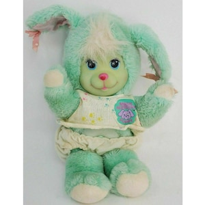 Vintage 1990 Mattel Magic Nursery Kitty Plush Green Toy Clothing Rubber Face, Vintage, Toy, Vintage Toys, Retro