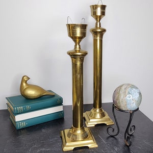 Brass Table Top Candle Stick Holders Large, Set of Two, Vintage Candlesticks Taper Candle Holders Mid Century, Vintage Brass, Vintage Candle