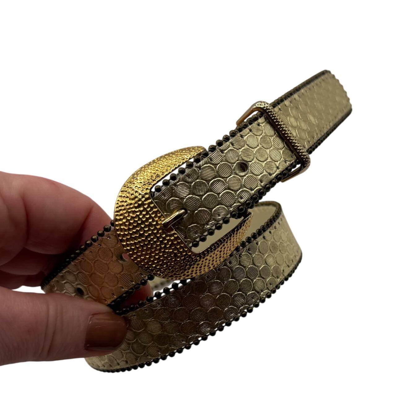 Vintage Gold Textured Belt Hammered Buckle Small Studded  display picture 2