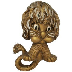 Decorazione da parete vintage Homco 3D con cucciolo di leone dorato, targhe da parete retrò di metà secolo, anni &#39;70, decorazione artistica per cameretta dei bambini
