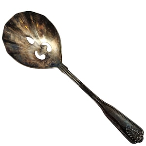 Zamienna łyżka do zapiekanek z muszli Coventry w kolorze srebra, z otworami, łyżka do serwowania, zabytkowe sztućce, elementy do serwowania