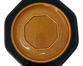 Base para salsera vintage con cuentas de 8" de Sears Underplate Octogonal Amber Ironstone Brown