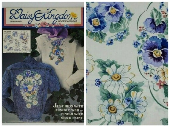 Daisy Kingdom No Sew Fabric Applique Flowers Floral PANSIES #6381 Vintage, Iron on Transfers