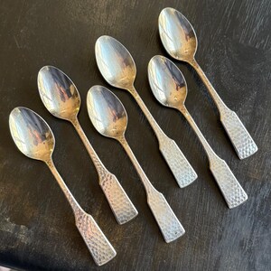 6 Cucharas de té vintage Cucharas de té MNF4S The Main Course Japan Silverplate, cubiertos vintage, vajilla vintage, cuchillo vintage, martillado