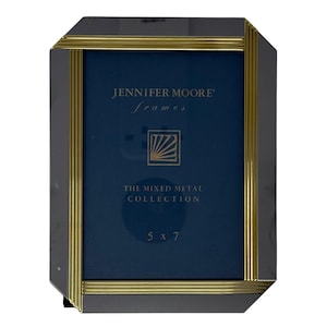Vintage Photo Frame JENNIFER MOORE Silver Gold Art Deco 5x7 Picture Frame, Vintage Brass Photo Frame, The Mixed Metal Collection NEW Unused