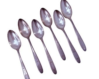 6 teskedar Grosvenor Silverpläterad bestick Oneida Silver 1921 Art Deco Inga monogram