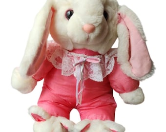 Vintage Main Joy Limited Plush Rabbit Pink Satin & Lace In Bunny Slippers Easter
