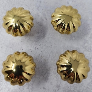 4-pack massiv mässing tung guldfärgad stor melonformad rund skåpknopp 3,8 cm D 3,8 cm hög knoppar, lådknopp, beslag