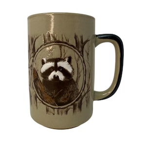 Vintage Otagiri? Japan Ceramic Raccoon Wildlife Coffee Mug, Mug, Vintage, Coffee Mug, Japan, Made In Japan, Stoneware