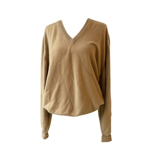Vintage CLAN DOUGLAS Nordstrom Männer Beige Tan 100% Scottish Cashmere V-Ausschnitt Pullover XL Lang