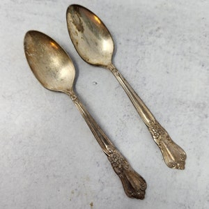 Vintage Valley Rose Silverplate Teaspoons (1938) Set of 2, Oneida Silver, Collectible Flatware, Tea Spoons, Spoons