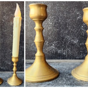 Pair Vintage Solid Brass Candlesticks Taper Candle Holders 4&quot;T Mid Century, Vintage Brass, Vintage Candlesticks, Brass Candlestick Set, MCM