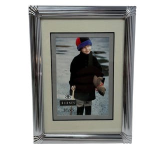 Vintage Photo Frame Burnes of Boston Silver Art Deco 3.5 x 5&quot; Picture Frame, Vintage Silver Photo Frame, NEW Unused