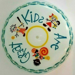 Kids Bedroom Bath Vintage 1970s Ceiling Light Fixture Usa 70s &quot;Kids Are Great&quot; LARGE 16&quot; Diameter
