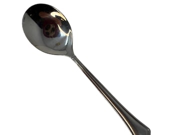 Cuchara sopera redonda CAPRI FROST Cubiertos de acero inoxidable INTERNATIONAL Plata, Vintage, Descontinuado, Cubiertos de repuesto