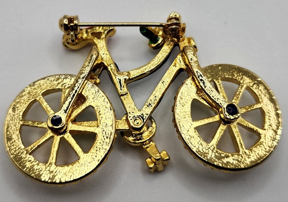 Vintage Brooch Pin Bicycle Rhinestone Articulated… - image 6