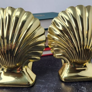 Brass Clam Shell Bookends Heavy Brass Nautical Decor Beach House