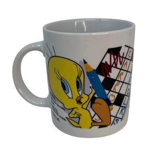 Vintage Tweety Bird 1997 Warner Bros Crossword Coffee Mug Tweety Bird Tea Cup