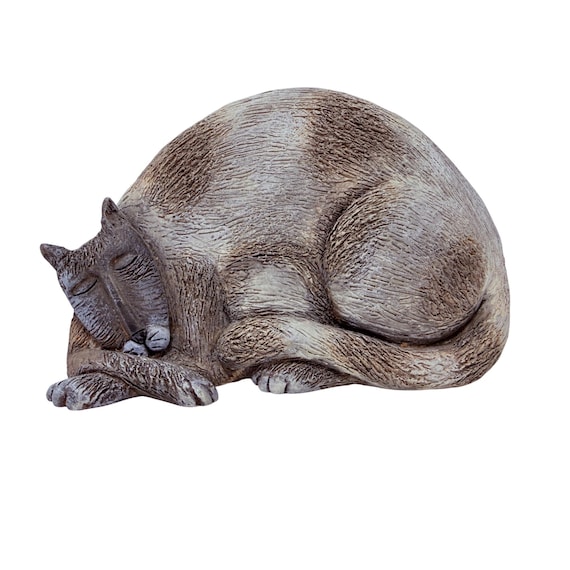 Vintage Marsha Mccarthy Clay Sleeping Cat Figurine, Handcrafted