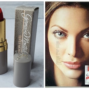 Vintage Germaine Monteil Gray Tube Super Moist Lipstick VALENTINE RED New Old Stock