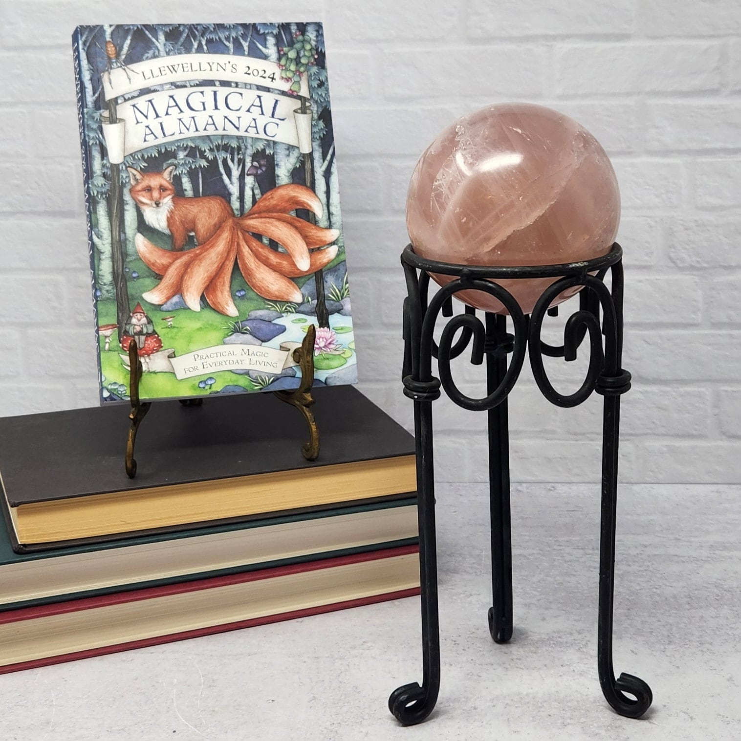 ヴィンテージ ブラック メタル スパイラル スフィア クリスタル ボール